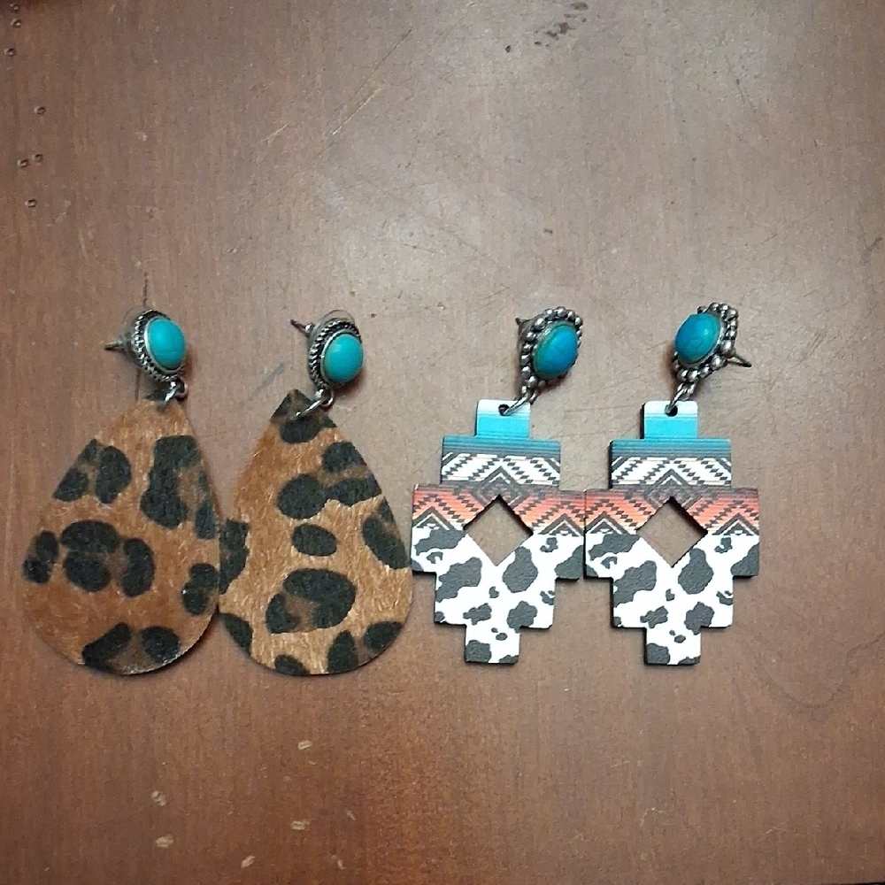 Wild Elegance Leopard and Turquoise Earrings